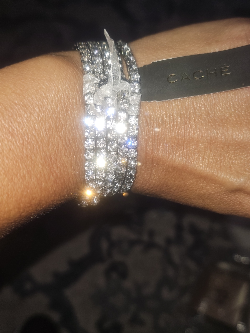 NWT Vintage Caché Rhinestone Tennis Bracelet Set of 5 Stacking Silver Y2K OSF